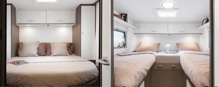 Sengeløsning i bobil - enkeltseng og dobbeltseng - Tellus